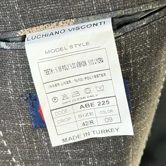Luchiano Visconti Charcoal Geometric Design Travel Coat - Size 44R - Picture 4 of 7